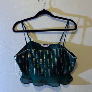 Chic Green and Gold Crop Top
